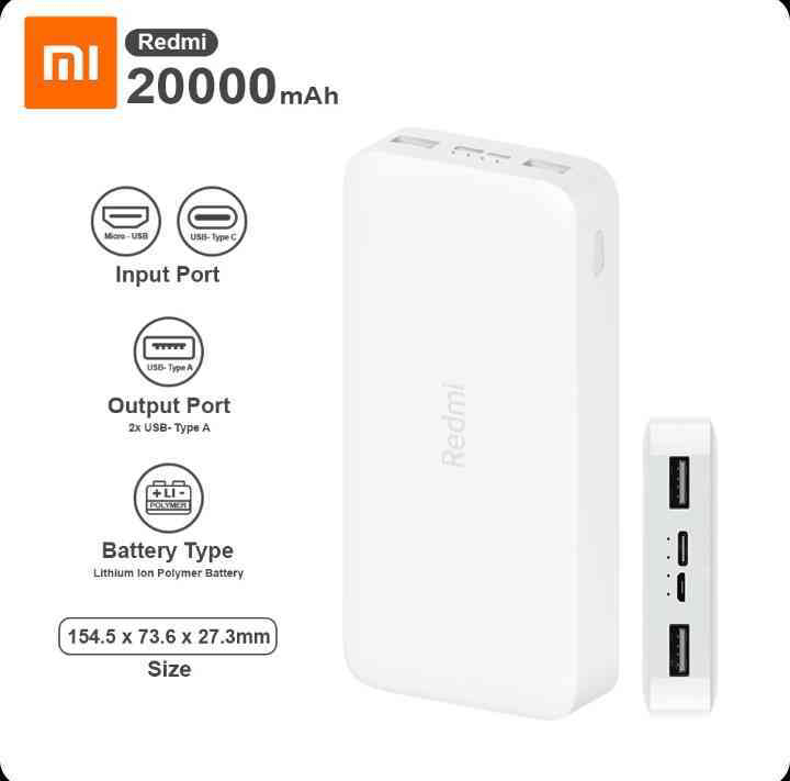 Redmi Power Bank 20000mah 18w পাওয়ার ব্যাংক - Image 1