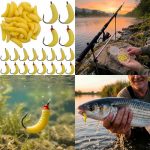 24 Pcs Soft Silicone Maggots Artificial Fishing Bait
