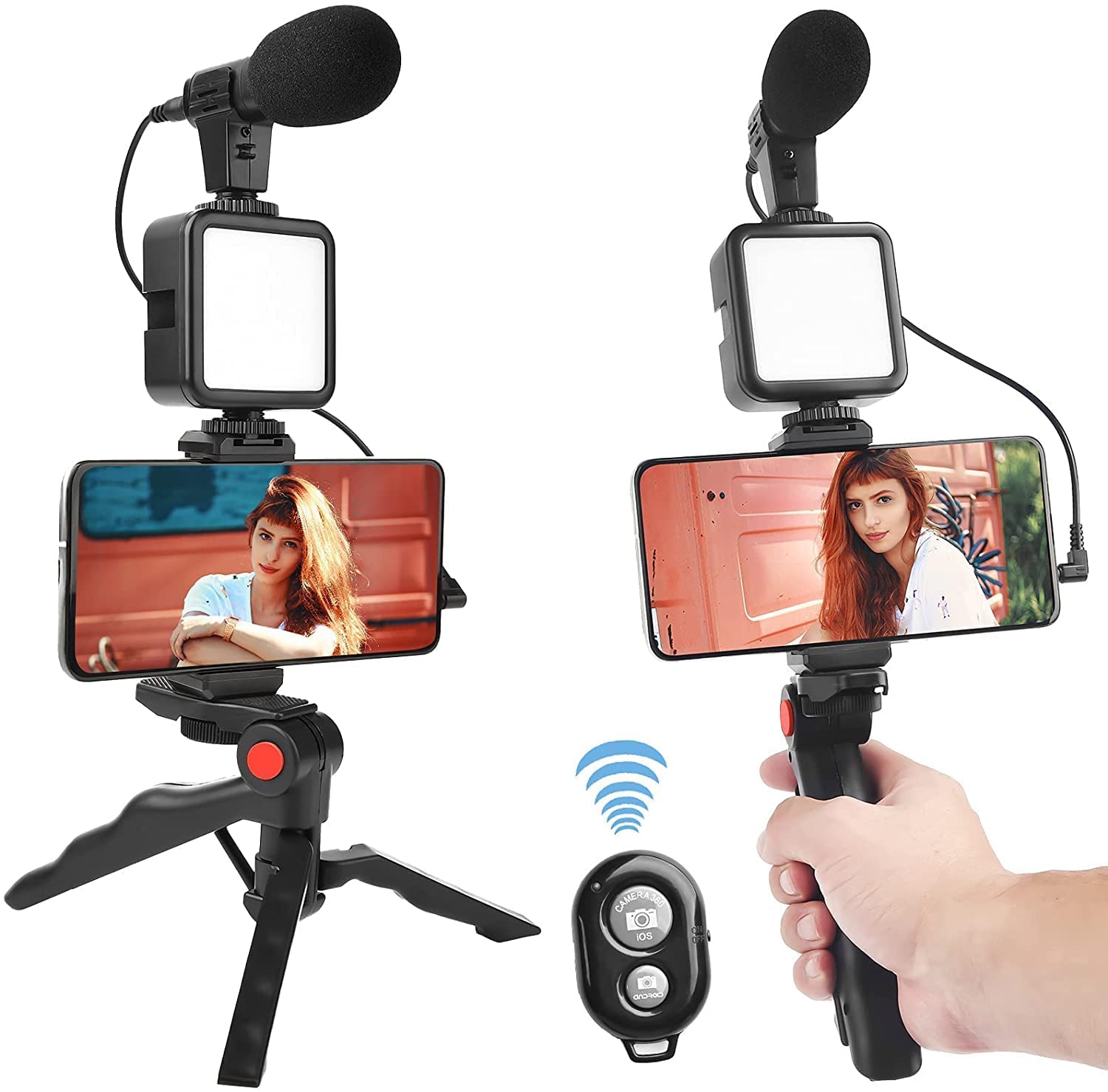 img_6953bd9223695 Video -Making Tripod Kit For Live Broadcast 3 In 1 With Microphone, Led Light, Mini Stand & Remote Control, Vloging Kit - Image 1